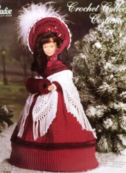 1850 DICKENS XMAS CAROLER BARBIE DOLL CROCHET COSTUME,BOOTS LFLT